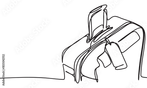Continuous Line Art of a Suitcase