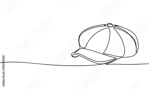 Continuous Line Drawing of a Flat cap