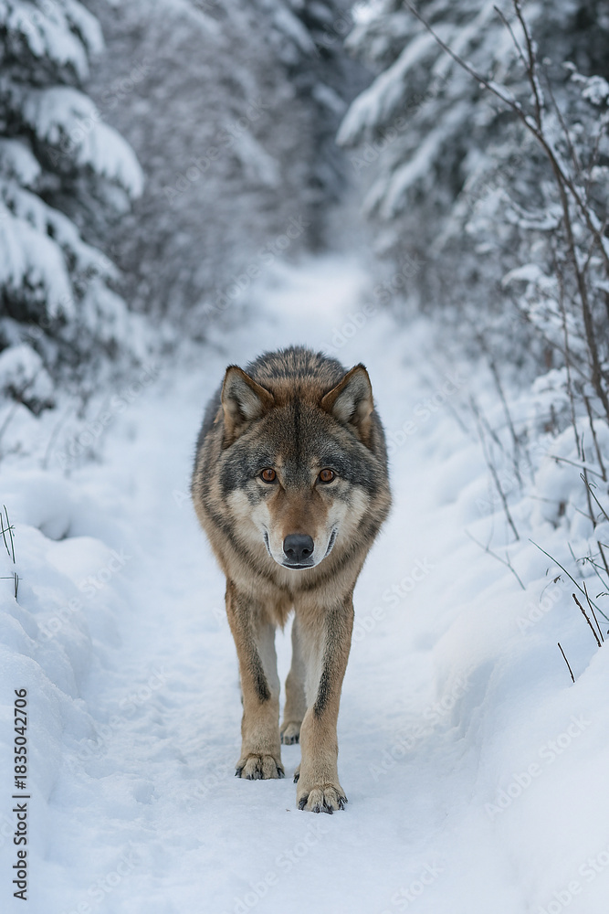 Obraz premium gray wolf in snow