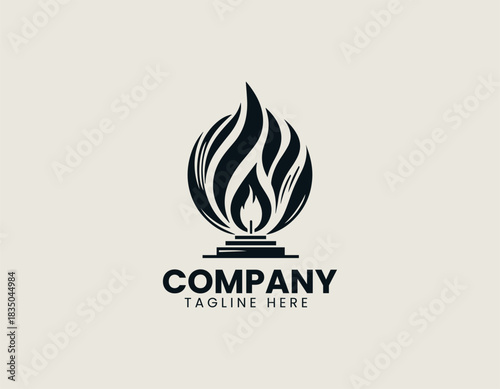 Flame of remembrance rises above symbolic base creating meaningful emotional black vector illustration