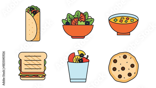 A delightful collection of popular fast food and snack items, perfect for culinary themes.