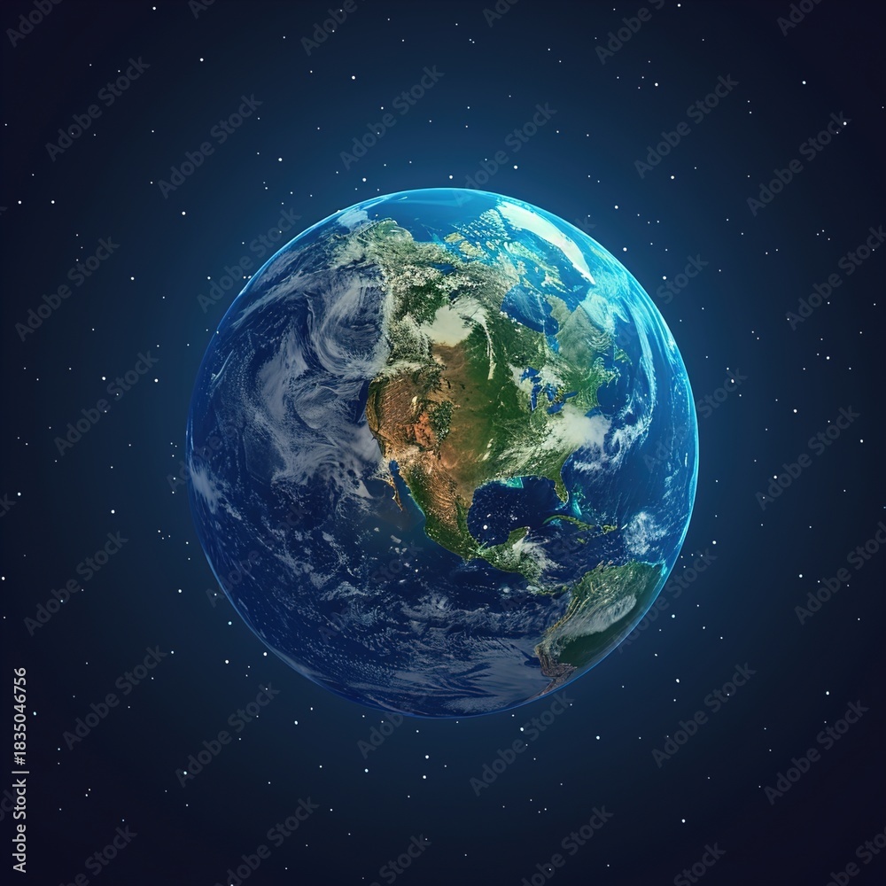 Obraz premium Stunning Earth view from space showcasing North America with vibrant atmosphere