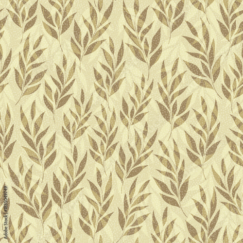 Seamless Leaf Botanical Linen Pattern