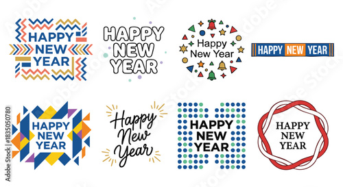 Celebrate the New Year with charming greetings and festive designs for a joyous mood