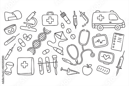 Hospital and clinic line icons for professional healthcare infographics and medical templates