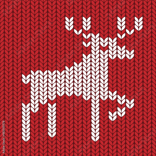Stranded colorwork knitting reindeer illustration.
