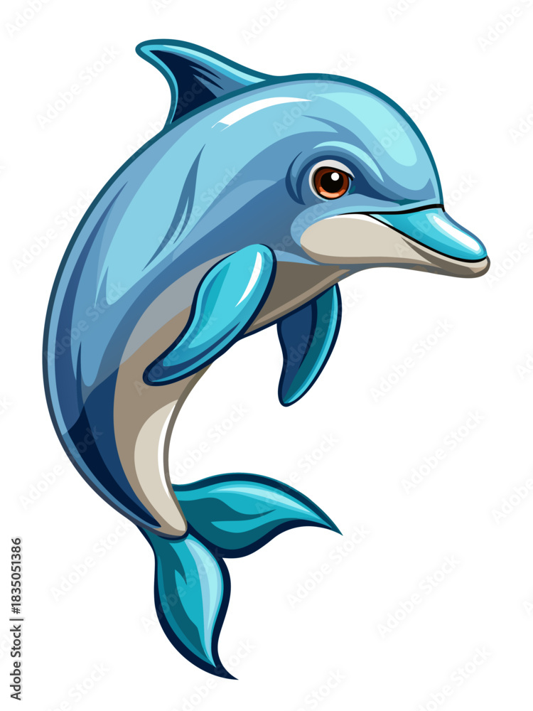 Fototapeta premium dolphin real , full body , white background 
