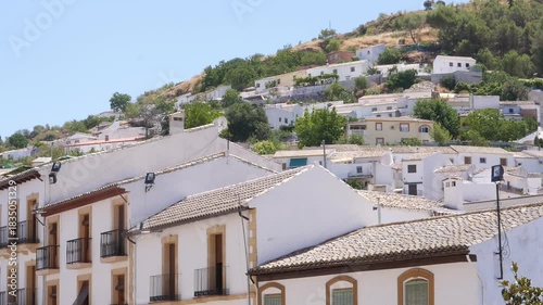 View of rooftops and white houses on the hillside of Montefrío, Granada. Traditional Andalusian architecture