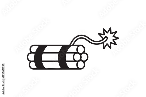 Stylized danger symbol with fuse effect for expressive cautionary design elements