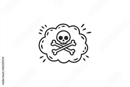 Skull and crossbones alert icon for danger labeling and clear warning visuals