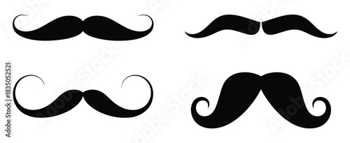 Moustaches set, collection of fun vector elements for photobooth props, barber shop decorations, party accessories, costume designs, photo sessions, creative illustrations for events, celebrations, en