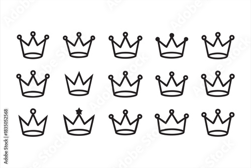 Minimalist crown symbols for premium identity, ranking visuals, and elegant UI kits