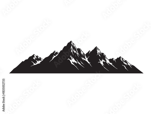  A big Mountain Crest in silhouette white background.