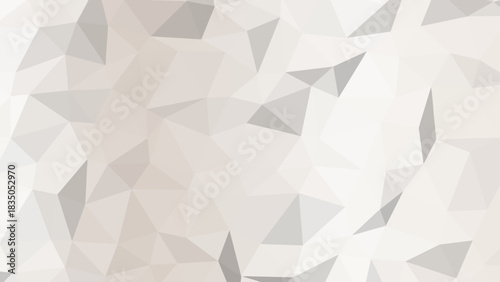 Abstract geometric background with shades of white, gray, and beige in a low-poly triangular pattern, ideal for use in minimalistic designs, modern websites, as a clean background texture for digital