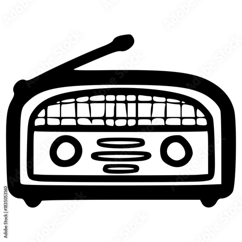 doodle radio player illustration hand drawn outline vector