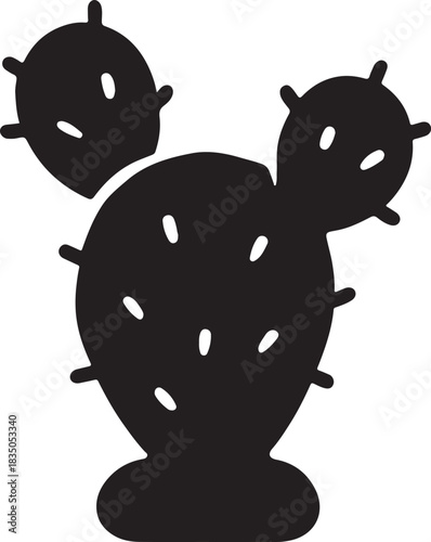 Black silhouette of a prickly pear cactus