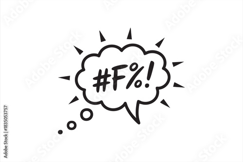 Emotional Doodle Speech Bubble with Swear Symbols for Messaging Designs