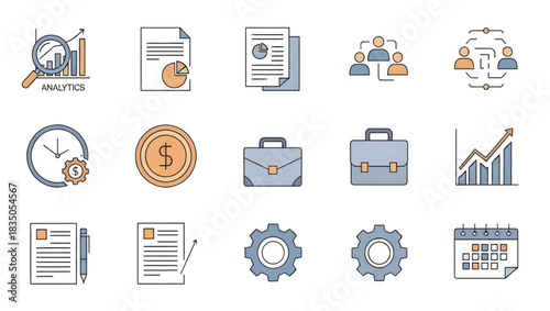 Business and Finance Icons Analytics, Strategy, and Planning Tools for Digital Projects