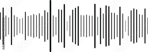 Sound Wave Audio Equalizer Vector | Black Minimal Waveform Line Art | Music Beat Bar Illustration for Poster, UI, Podcast, DJ Background & Audio Spectrum Design