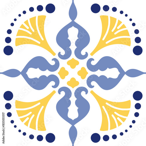 Tile seamless pattern design. With colourful motifs background.