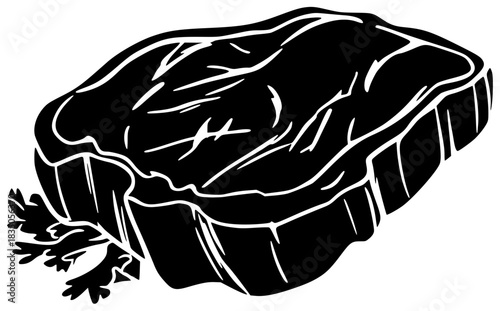 food illustration meat silhouette beef logo steak icon meal outline barbecue bbq grilled grill dinner roast sirloin cut fillet shape butcher vector graphic background