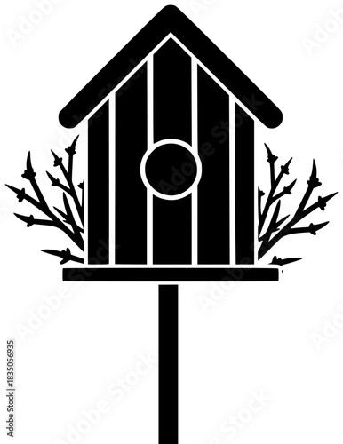 birdhouse illustration house silhouette bird logo garden icon home outline nature wooden spring wood animal nest box season design shape women vector graphic background