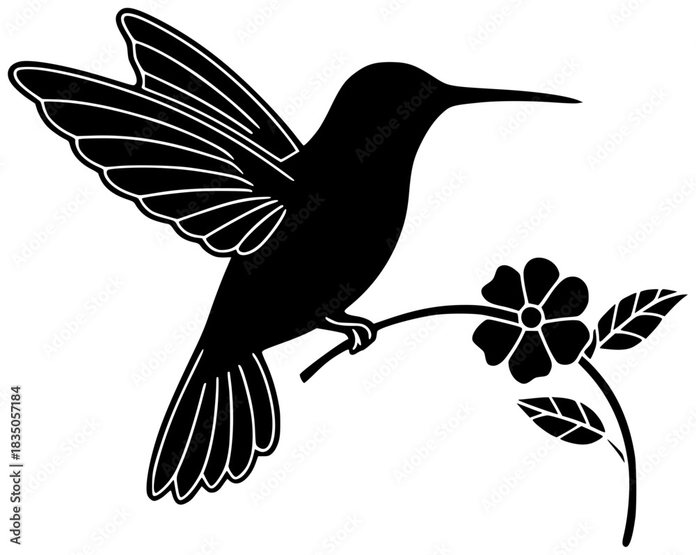 Obraz premium hummingbird illustration animal silhouette bird logo beautiful icon wildlife outline colorful fauna feather nature fly flight green exotic beak shape iridescent vector graphic background
