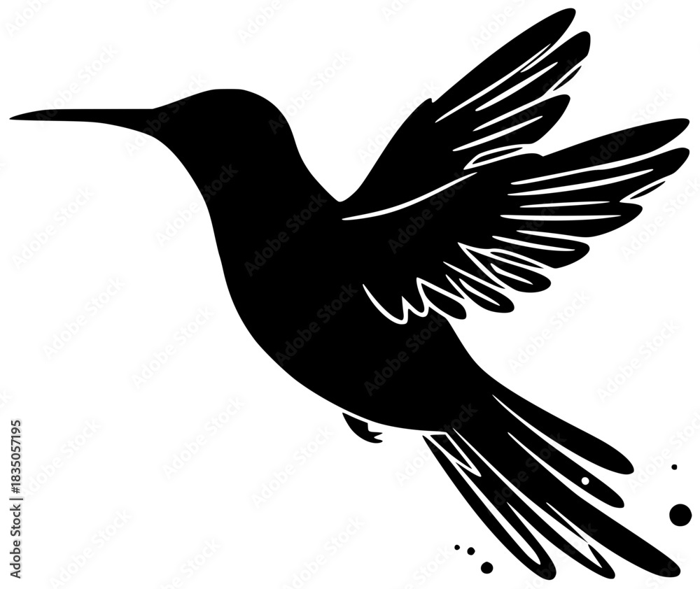 Fototapeta premium hummingbird illustration animal silhouette bird logo beautiful icon wildlife outline colorful fauna feather nature fly flight green exotic beak shape iridescent vector graphic background