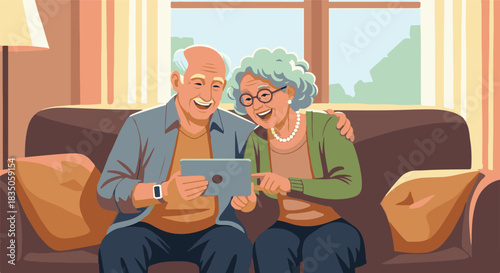 Elderly Couple Enjoying a Tablet Together A Heartwarming Moment of Connection and Technology