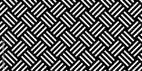 abstract geometric seamless pattern vector  Black and White  grid square tile fabric pattern decoration repeating texture background.	