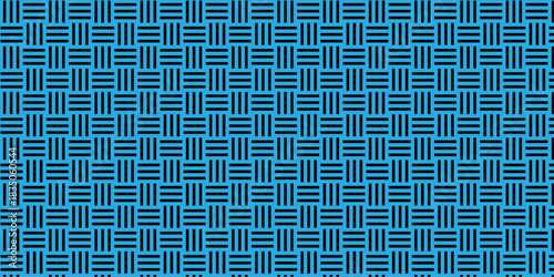 abstract geometric seamless pattern vector blue and  Black  grid square tile fabric pattern decoration repeating texture background.	