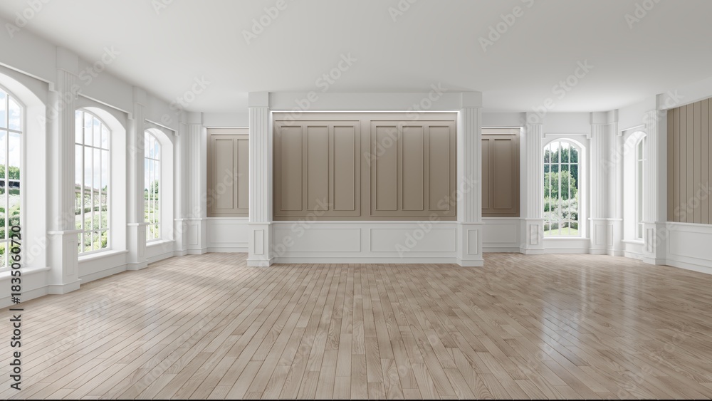 Obraz premium empty room with white walls and window