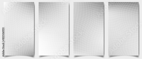 Collection of gradient groovy checkered backgrounds in color of 2026. White colored vertical posters Y2K aesthetic, minimal blur design, 1970 trippy grid. Great for social media, advertising, web