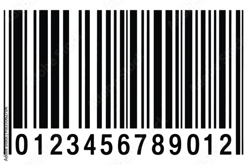 EAN-13 barcode vector isolated on clean white background, high-quality flat illustration, perfect for product packaging, retail labels, scanning systems, commercial design, e-commerce projects, invent