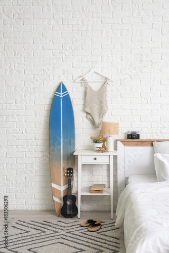 Interior of bedroom with sw...