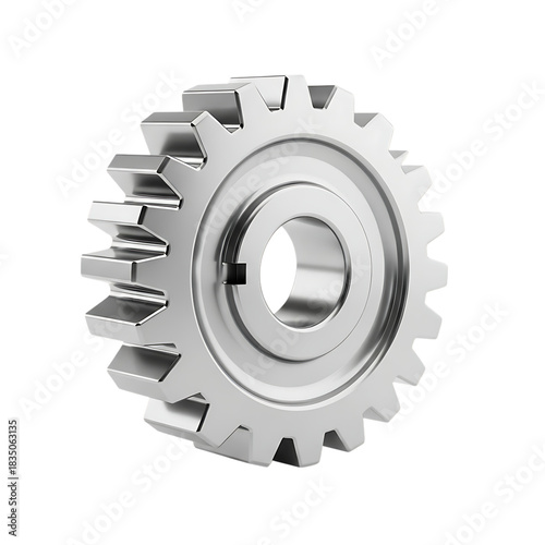 Metallic Gear Mechanical Component Engineering on transparent background
