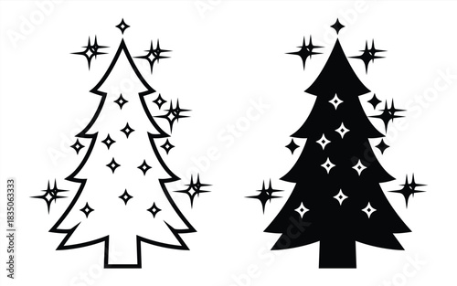 Christmas tree icon set holiday season design elements, vector illustration