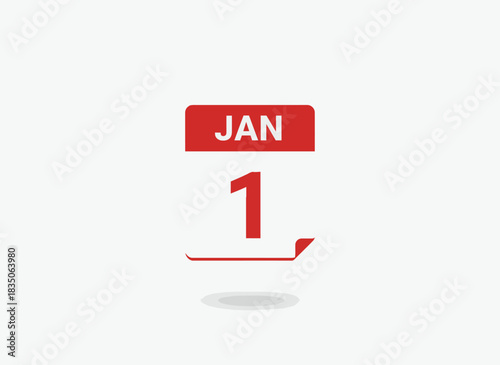 A clean and simple illustration of a calendar page showing January 1st, symbolizing a new beginning and the start of a new year