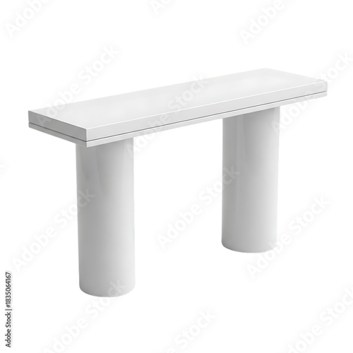 Minimalist White Console Table Furniture on transparent background
