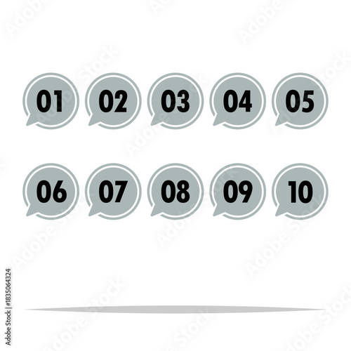 Set of numbers speech bubble icon vector isolated illustration