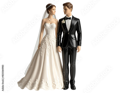  Elegant Bride and Groom Figurines Front View 
