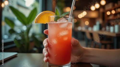 Tropical Cocktail – Vibrant Citrus Drink with Orange Slice for Summer Beverage Blogs and Mixology Presentations