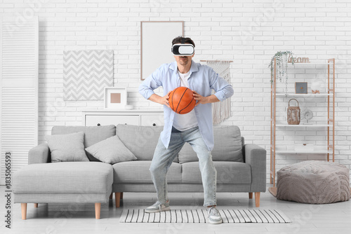 Sporty young man in VR glas...