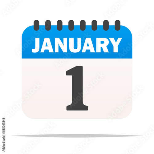 January 1 calendar vector isolated illustration