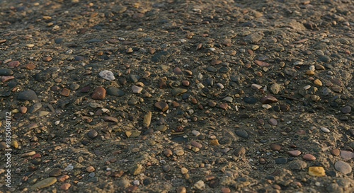 The texture of conglomerate rock, a natural concrete.