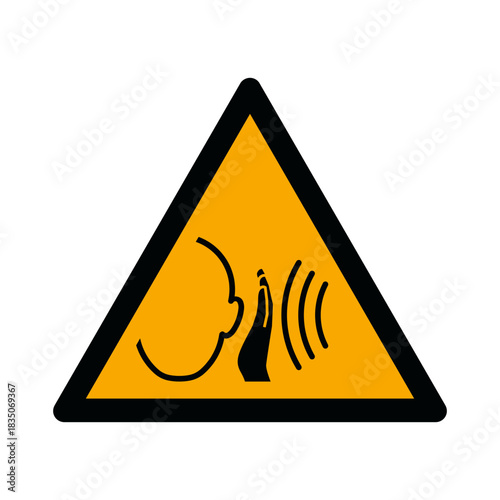 ISO 7010 W038 Sudden Loud Noise Warning Sign. Safety Icon Sudden Loud Noise Hazard. Acoustic Shock Risk Symbol. Loud Noise Alert Safety Pictogram. 
