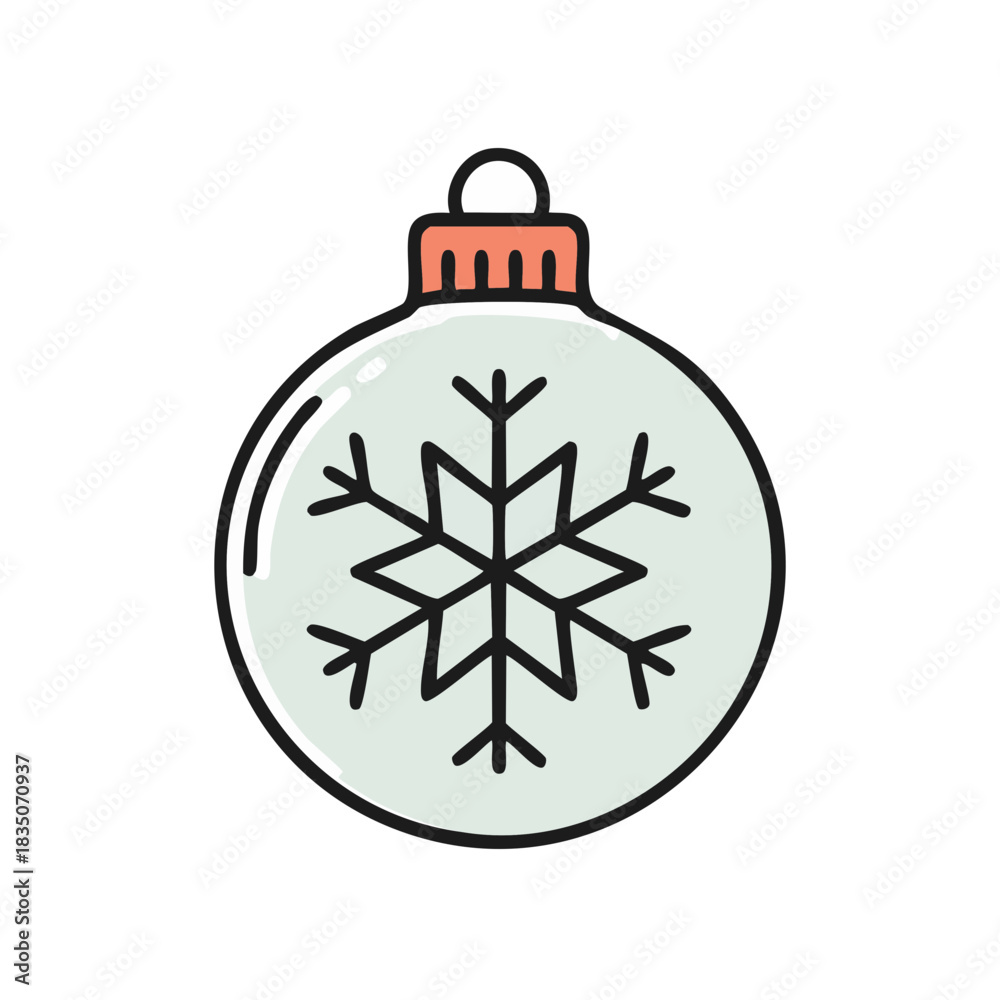 Fototapeta premium Charming Christmas ornament with snowflake design evokes holiday cheer, perfect for festive greeting cards, seasonal promotions, and winter holiday designs