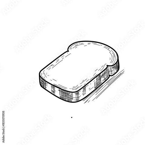 hand drawn white bread slice sandwich loaf food staple line art vector sketch