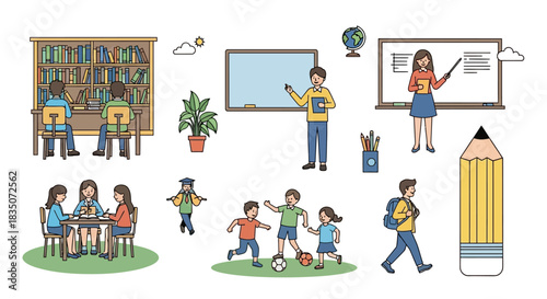 School life Students and teachers in the classroom.