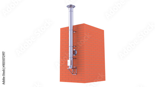 Schilderij op canvas Industrial Stainless Steel Flue Chimney - exhaust gas outl - ventilation systems